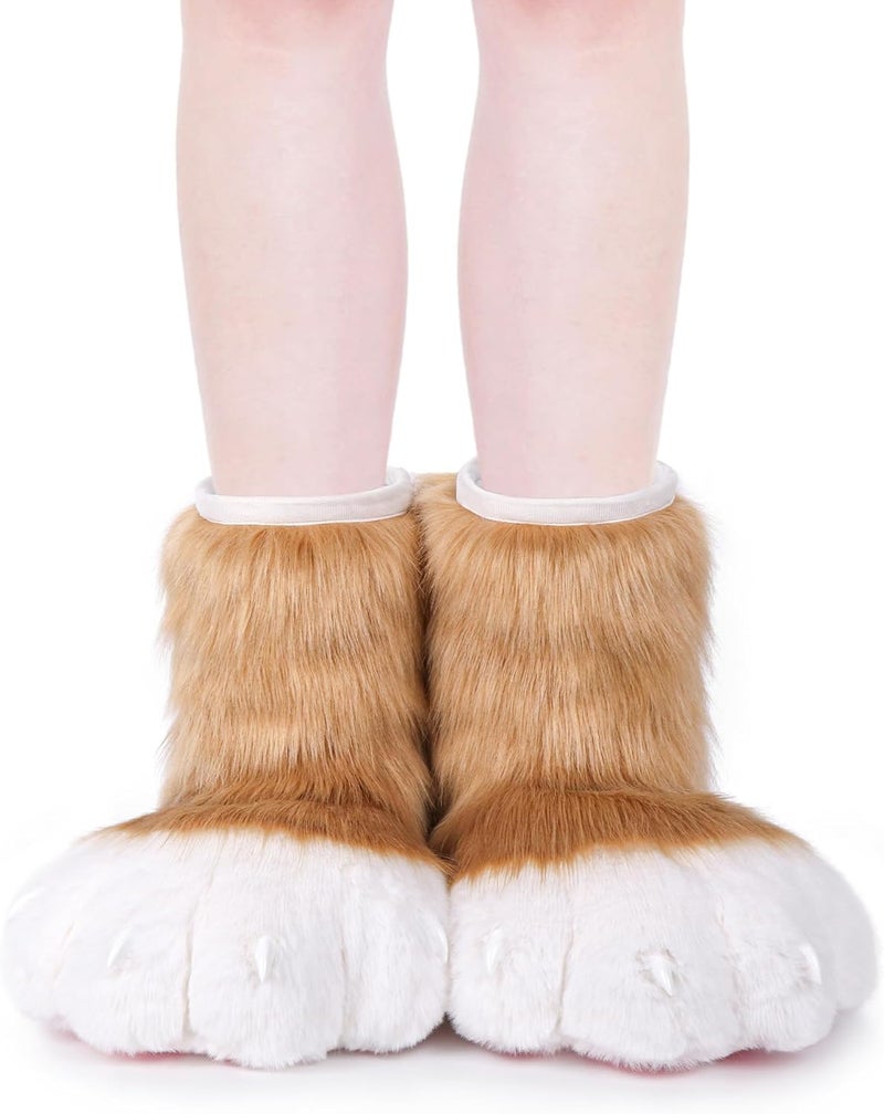 BNLIDES Cosplay Animal Cat Wolf Dog Fox Fursuit Feet Paw Claw Shoes Furry Boots Costume Accessories for Adult - Image 2